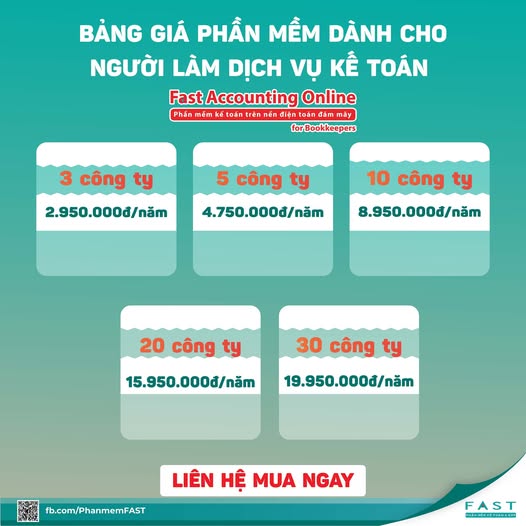 Bảng giá phần mềm kế toán FAO.BK 